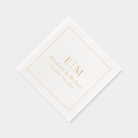 Elegante Monogrammed Typography Script Wedding Gol Folie Servetten (Rechts)