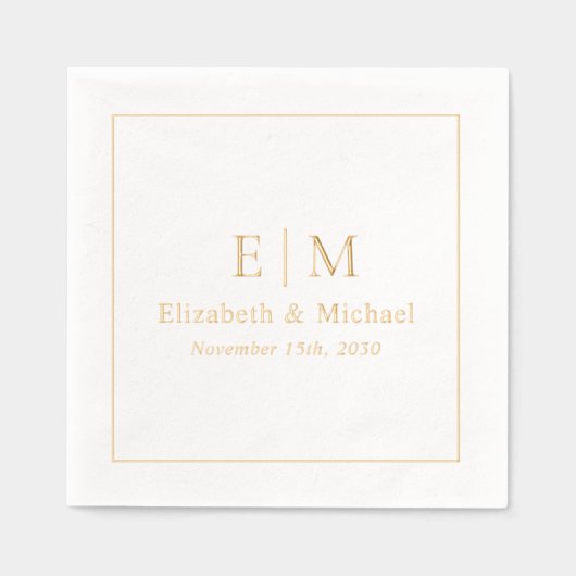 Elegante Monogrammed Typography Script Wedding Gol Folie Servetten (Voorkant)