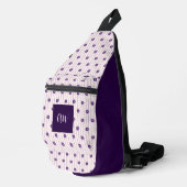 Elegante Monogrammed Violet, Blush Stripes & Bloom Sling Bag (Rechterhoek)