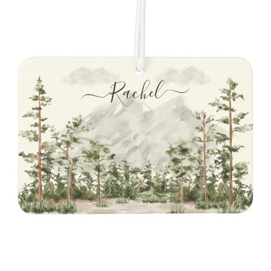 Elegante Monogrammed Waterverf Berg en Bos Luchtverfrisser (Achterkant)