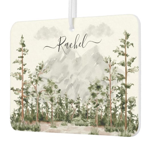 Elegante Monogrammed Waterverf Berg en Bos Luchtverfrisser (Links)