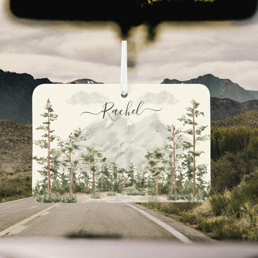 Elegante Monogrammed Waterverf Berg en Bos Luchtverfrisser