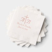 Elegante Monogrammed Wedding Cross Folie Servetten (Insitu (Gestapeld))