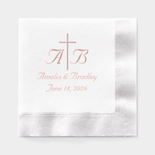 Elegante Monogrammed Wedding Cross Folie Servetten (Voorkant)