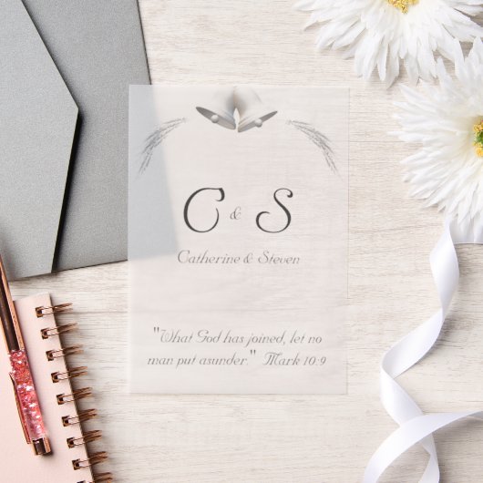 Elegante Monogrammed Wedding Invitation Overlay Vellum Uitnodigingen (Huwelijk)