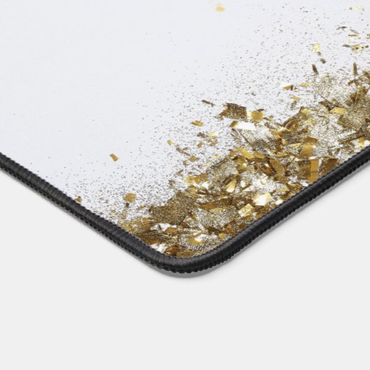 Elegante Monogrammed wit goud faux glitter Bureaumat (Hoek)