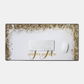 Elegante Monogrammed wit goud faux glitter Bureaumat (Keyboard & Muis)