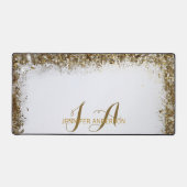 Elegante Monogrammed wit goud faux glitter Bureaumat (Voorkant)