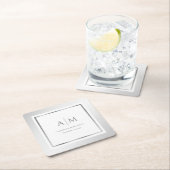 Elegante Monogrammed Zilveren Bruiloft Kartonnen Onderzetters (Insitu)