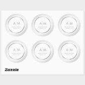Elegante Monogrammed Zilveren Bruiloft Ronde Stick Sticker (Vel)