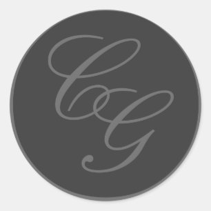 Elegante Monogrammen Grijs Bruiloft Sticker