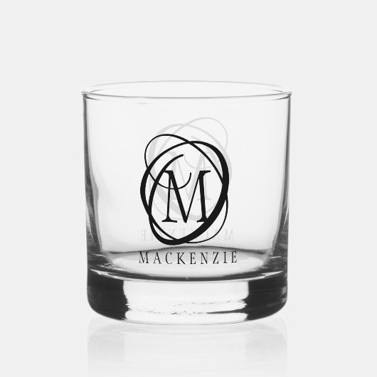 Elegante Monogramnaam Aangepaste kleur Whisky Glas (Voorkant)