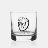 Elegante Monogramnaam Aangepaste kleur Whisky Glas (Achterkant)