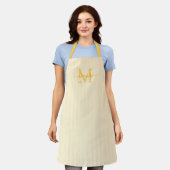 Elegante Monogramnaam Gele Streep Schort (Gedragen)