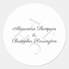 Elegante Monogramnaam Grijs Zwart Ronde Sticker