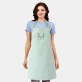 Elegante Monogramnaam Groene Streep Schort (Gedragen)