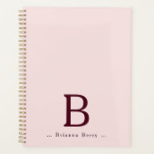 Elegante monogramnaam in blosrood planner (Voorkant)