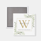 Elegante monogramnaam met groen magneet (Voorkant / Achterkant)