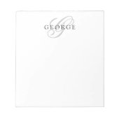 Elegante Monogramnaam Zwart Grijs Notitieblok (Voorkant)