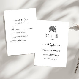 Elegante Monograms Palm Beach Wedding RSVP Card