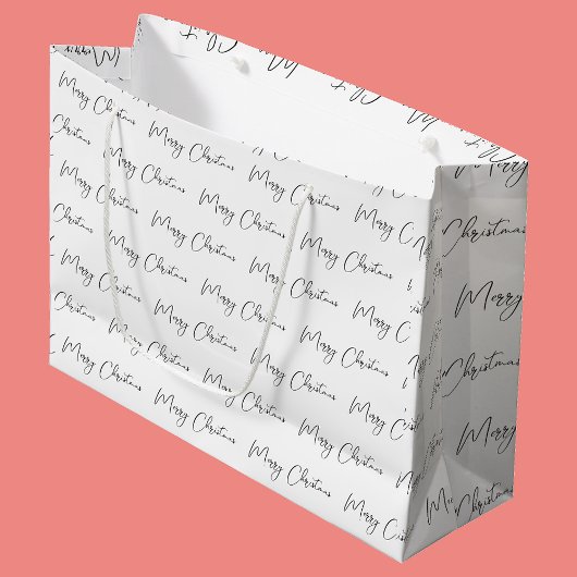 Elegante Monotone Zwart Wit Vrolijk Kerstfeest Groot Cadeauzakje