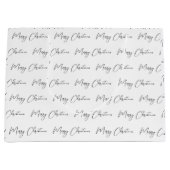 Elegante Monotone Zwart Wit Vrolijk Kerstfeest Groot Cadeauzakje (Voorkant)