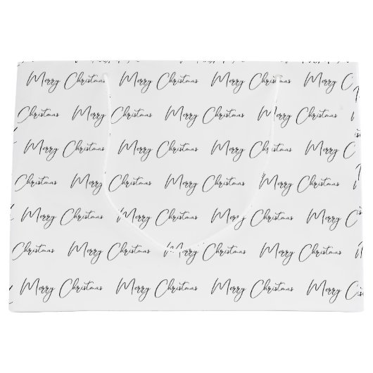 Elegante Monotone Zwart Wit Vrolijk Kerstfeest Groot Cadeauzakje (Voorkant)