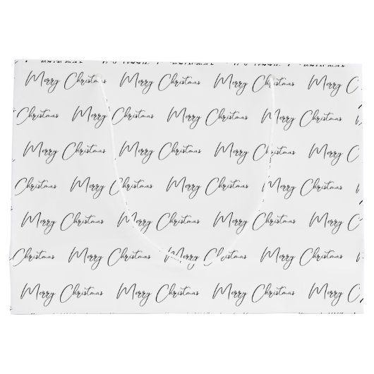 Elegante Monotone Zwart Wit Vrolijk Kerstfeest Groot Cadeauzakje (Achterkant)