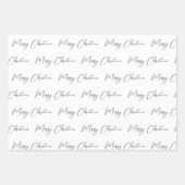 Elegante Monotone Zwart Wit Vrolijk Kerstfeest Inpakpapier Vel (Voorkant)