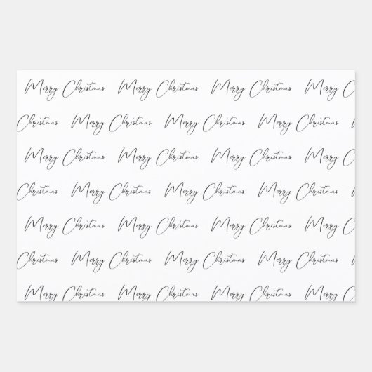 Elegante Monotone Zwart Wit Vrolijk Kerstfeest Inpakpapier Vel (Voorkant)