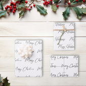 Elegante Monotone Zwart Wit Vrolijk Kerstfeest Inpakpapier Vel