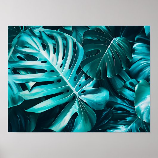 Elegante Monstera Blad Horizontale Muurkunst Poste Poster (Voorkant)