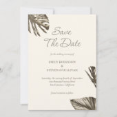 Elegante Monstera Gouden Champagne Foto Bruiloft Save The Date (Voorkant)
