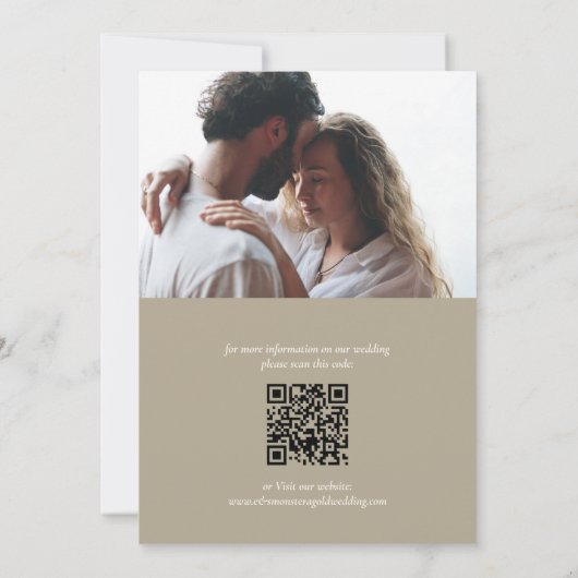 Elegante Monstera Gouden Champagne Foto Bruiloft Save The Date (Achterkant)