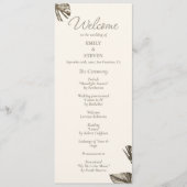 Elegante Monstera Gouden Huwelijksprogramma kaart (Voorkant)