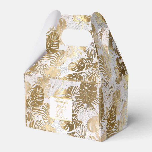 Elegante Monstera vergulde gouden bruiloft Bedankdoosjes (Achterkant)