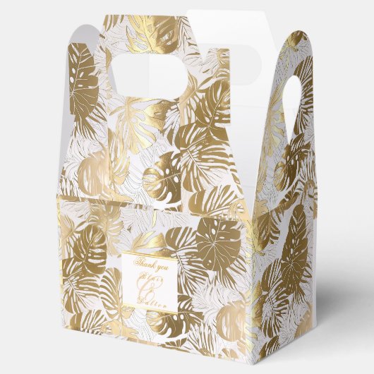 Elegante Monstera vergulde gouden bruiloft Bedankdoosjes (Geopend)