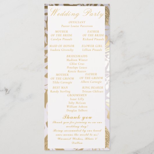 Elegante Monstera vergulde gouden bruiloft Programmakaart (Achterkant)