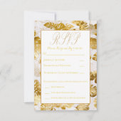 Elegante Monstera vergulde gouden bruiloft RSVP (Voorkant)