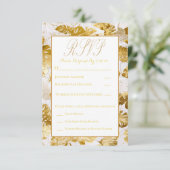 Elegante Monstera vergulde gouden bruiloft RSVP (Staand voorkant)