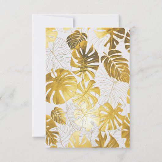 Elegante Monstera vergulde gouden bruiloft RSVP (Achterkant)
