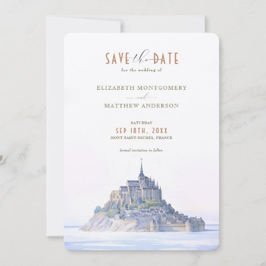 Elegante Mont Saint-Michel Save-the-Date Kaart (Voorkant)