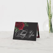 Elegante Moody Bloed Rode Roos Bloemen Huwelijk Ge Bedankkaart (Voorkant)