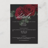 Elegante Moody Bloed Rode Rozen Bloemen Details Informatiekaartje (Voorkant)