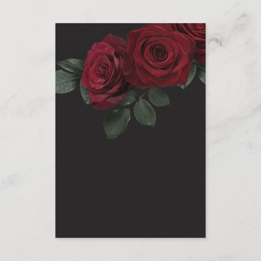 Elegante Moody Bloed Rode Rozen Bloemen Details Informatiekaartje (Achterkant)