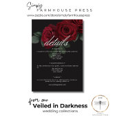 Elegante Moody Bloed Rode Rozen Bloemen Details Informatiekaartje