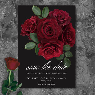Elegante Moody Bloed Rode Rozen Bloemen Huwelijk Save The Date