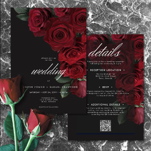 Elegante Moody Bloed Rode Rozen Bloemen Tweezijdig Kaart