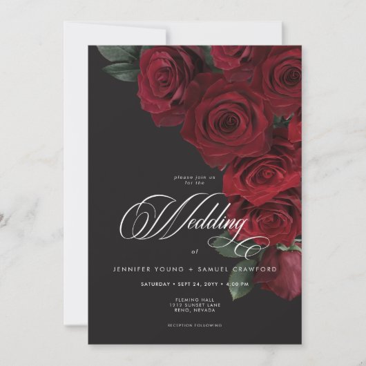 Elegante Moody Bloed Rode Rozen Bloemen Tweezijdig Kaart (Voorkant)