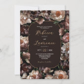 Elegante Moody bloemen donkere bruiloft Uitnodigin Kaart (Voorkant)